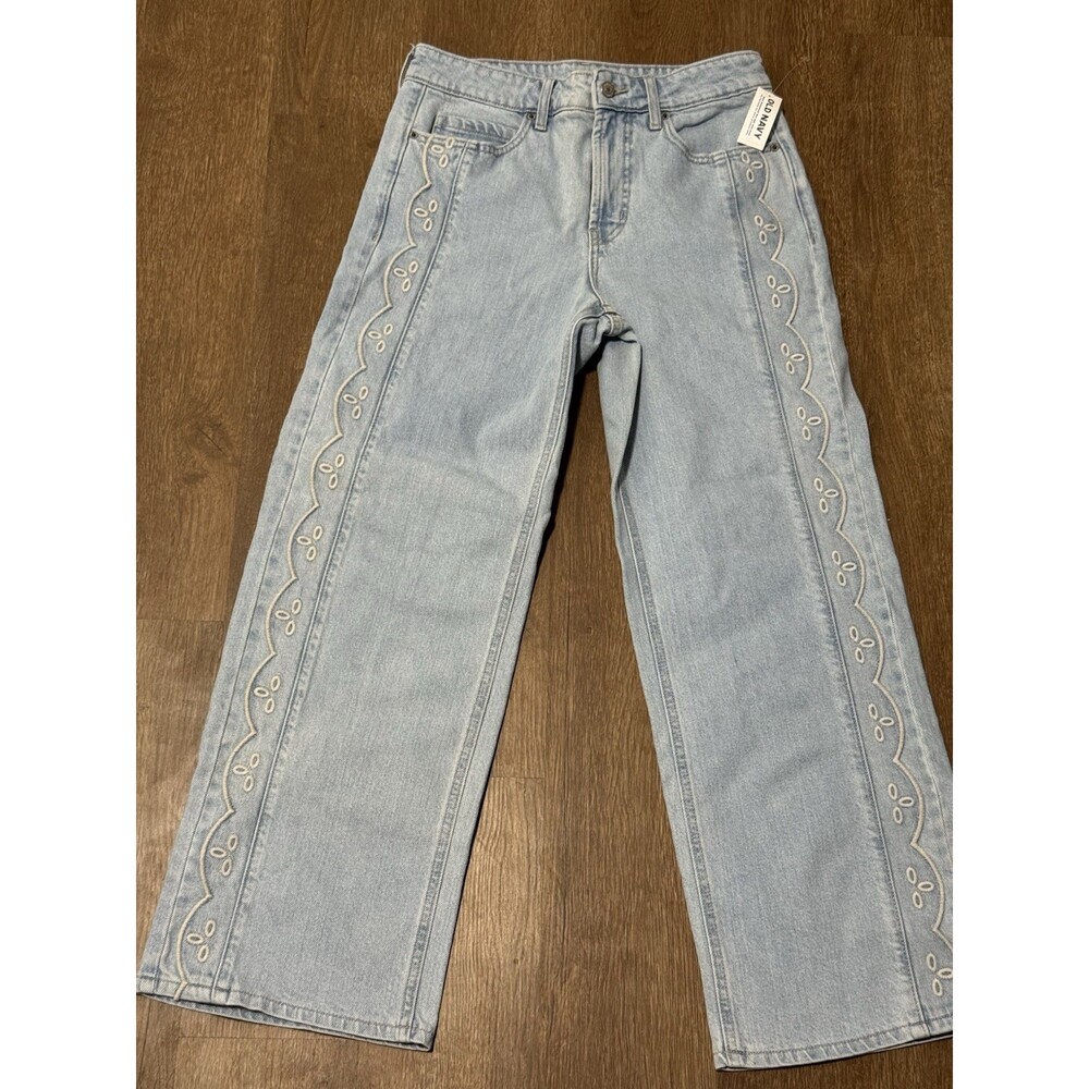 Old Navy Women’s Curvy Extra High-Waisted Scalloped Wide-Leg Jeans Size 6 Petite